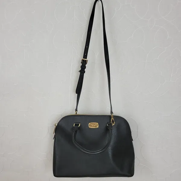 MICHAEL Michael Kors Women Bag Black Leather Cindy Dome Satchel Detachable Strap - Image 3
