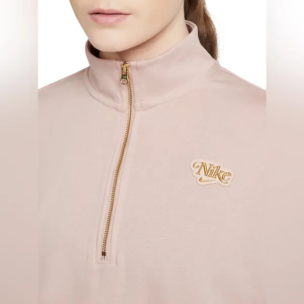 Nike Sportswear Femme Quarter-Zip Sweater Size Medium in Pink/Gold - Image 2