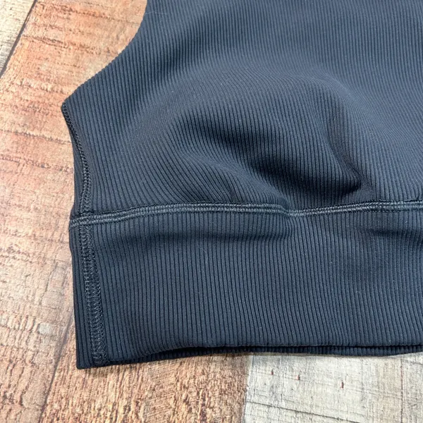 OFFLINE by Aerie Black Ribbed High Support Keyhole Sports Bra Workout Top Medium - Image 2