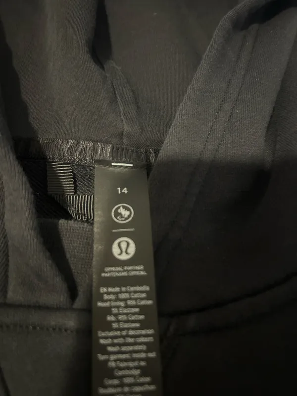 Lululemon Black Cropped Hoodie with Subtle maple leaf Center Logo - Image 4