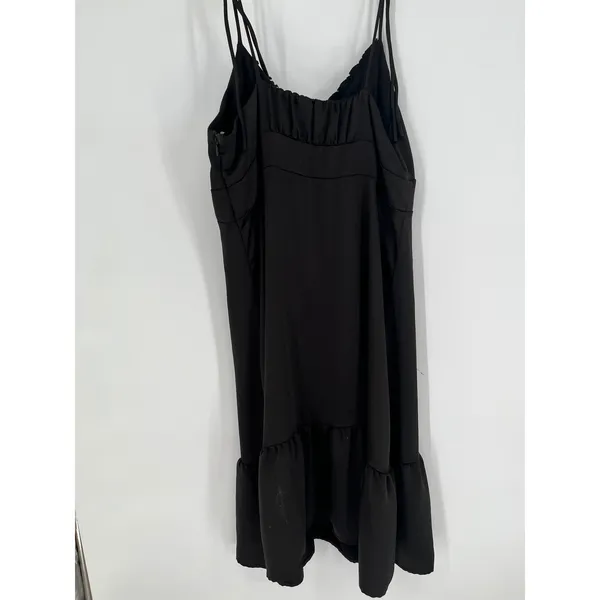 NINE WEST Ruffle Hem Dress Womens XXL Black Spaghetti Strap V-neck LBD Goth Chic - Image 8