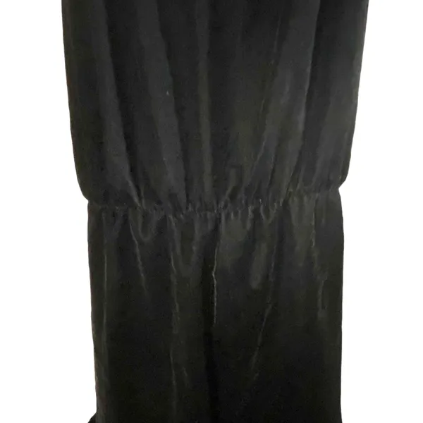 NWT Taylor Black One Piece Velvet Ruffle Trim Cross Back‎ Romper Sz 12-Flawed - Image 4