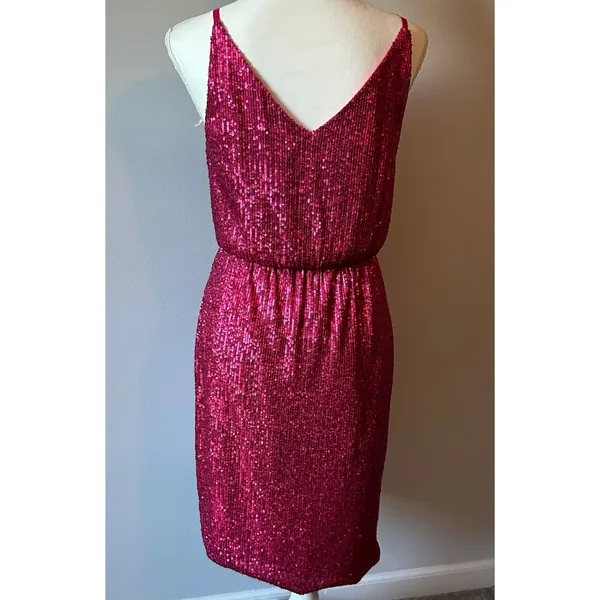 Trina Turk Designer Party Mini Dress Hot Pink Sequin Sexy Date Night Size 8 - Image 5