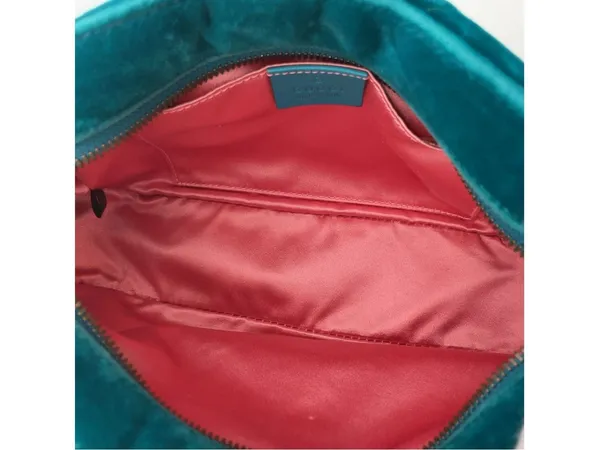 Gucci Teal Quilted Velvet GG Marmont Crossbody Bag - Image 8