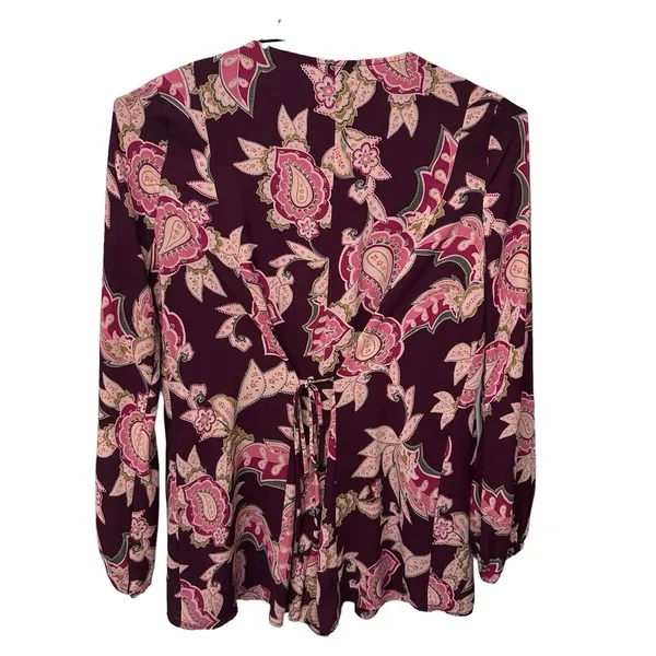 Show Me Your Mumu Bailey Paisley‎ Print Tie Back Romper Playsuit Size M Burgundy - Image 4