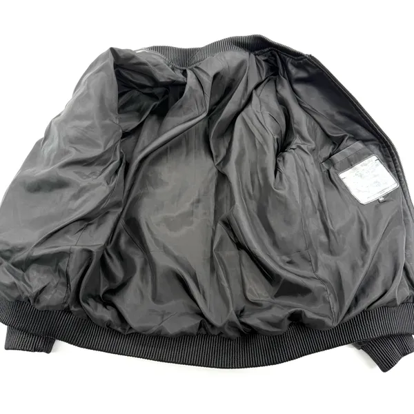 Faux Leather Bomber Jacket Quilted Coat Puffer Jacket Padded Jacket Winter Lined Black Size M - Image 3