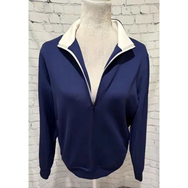 Donald Ross Quarter Zip Large Pullover Sweater Blue Golf Stretch - Image 2