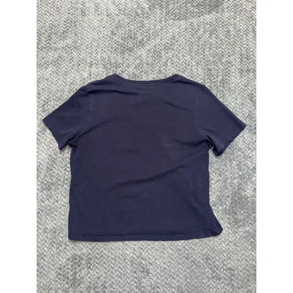 Quince Women's V-neck Short Sleeve Tee Navy Blue Size Medium - Image 3