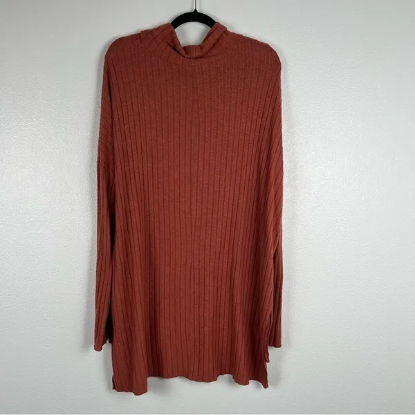 Urban Outfitters Out From Under Iona Ribbed Tunic Turtle Neck Orange Sz L - Image 9