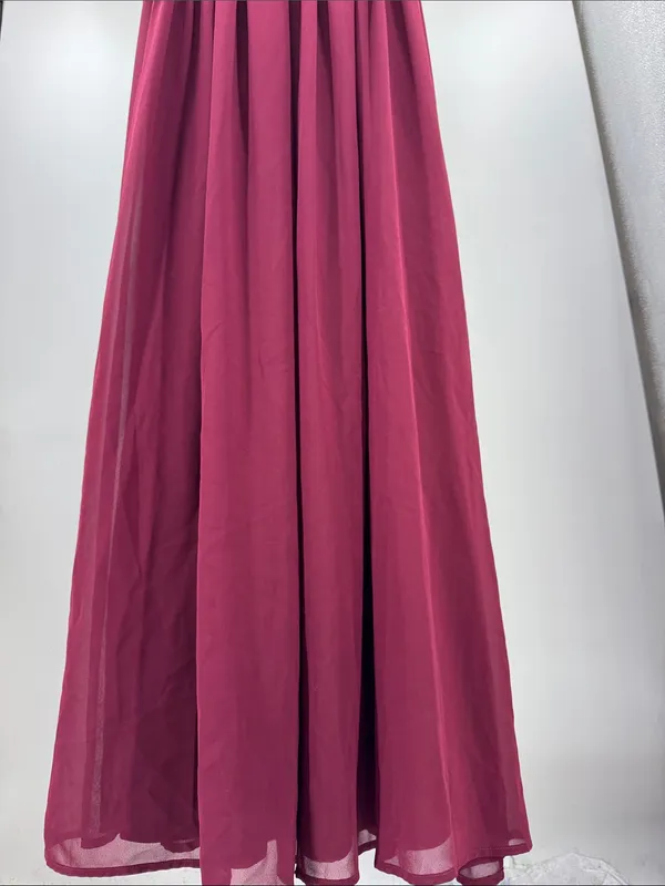 Lulus Lost in the Moment Burgundy Maxi Dress side slit S flutter sleeve bridesmaid - Image 6