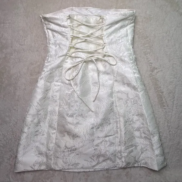 Peppermayo White Floral Jacquard Strapless Mini Dress - Image 3