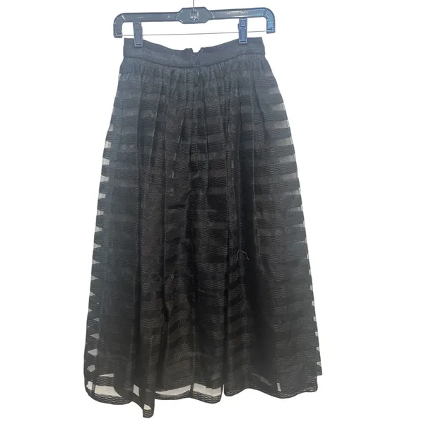 Erin Fetherston Black Maxi‎ Skirt Size 2 Striped Sheer Overlay Elegant - Image 4