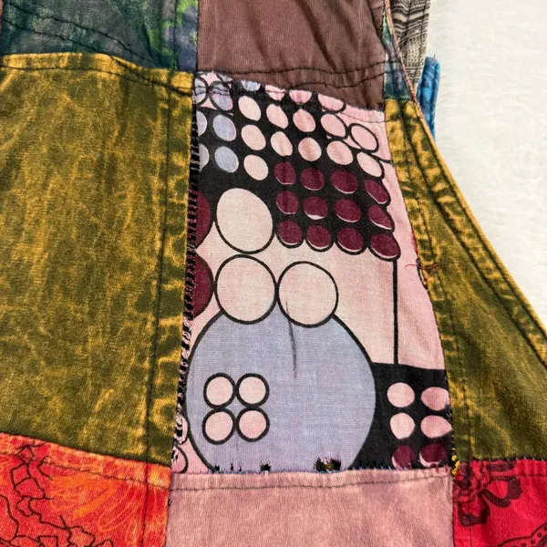 VTG Rhea S Patchwork Overalls Jumpsuit Cotton Boho Hippie Festival Cottagecore - Image 10