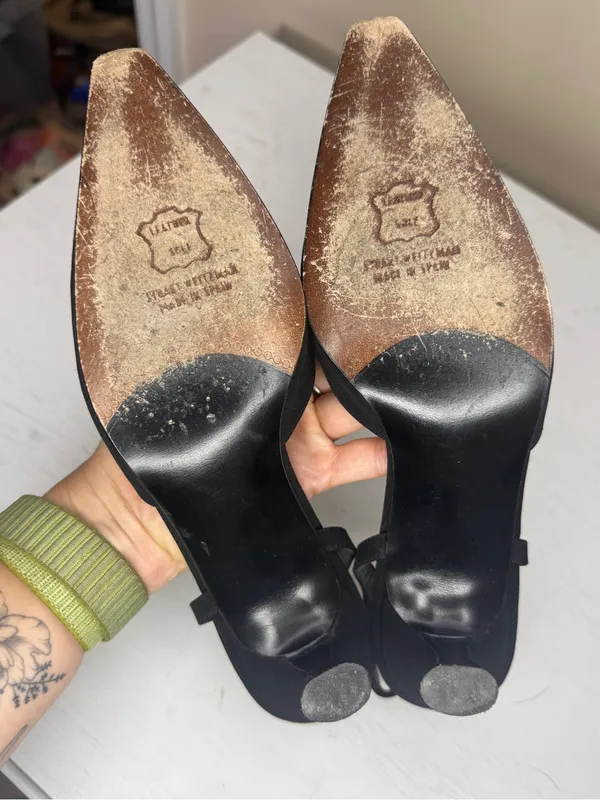 Vintage Stuart Weitzman Slingback Kitten Heels Shoes Sz 7.5 - Image 4