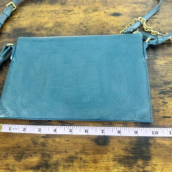Burberry Crossbody Bag Small Teal Green Leather Chain Strap - Image 12