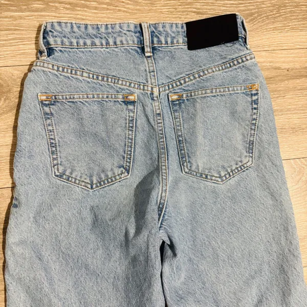 Waven Tova 90s Wide Leg Jeans V-Waist Light Blue Raw Hem Womens 26 x 31‎ US 4 - Image 10