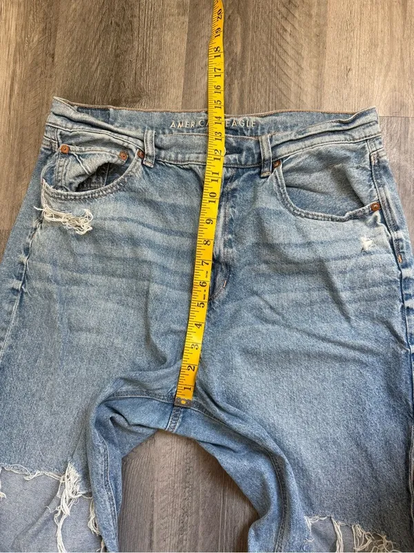 American Eagle Highest Rise Baggy Straight Jeans Destroyed 14 Strigid - Image 13