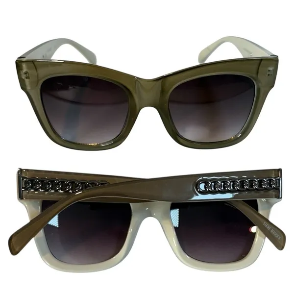 Steve Madden Sunglasses Womens‎ Green Chain Link Cat Eye Y2K Retro SR0422 - Image 2