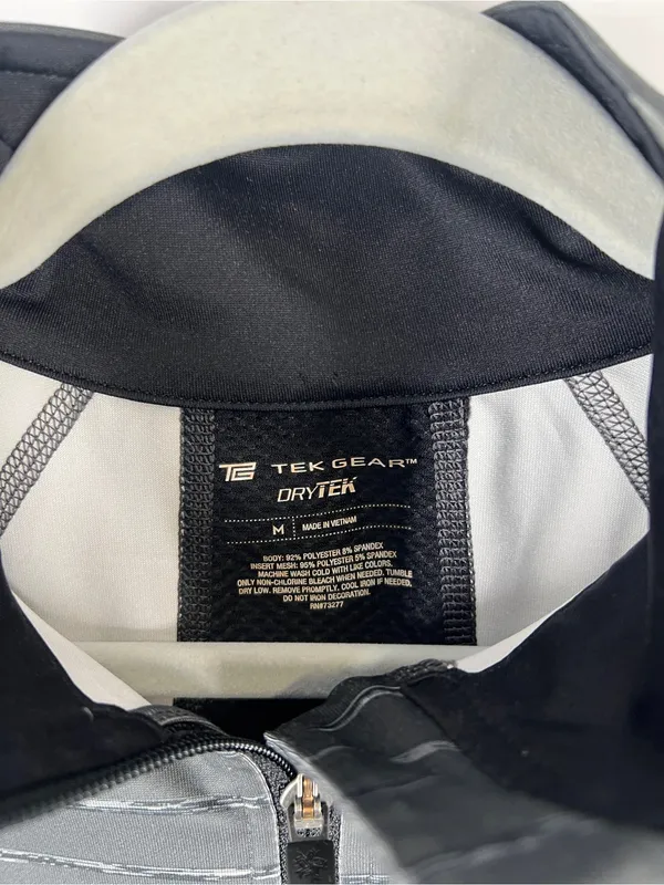 Tek Gear DryTek Gray‎ Striped Quarter Zip Running Top Size M - Image 2