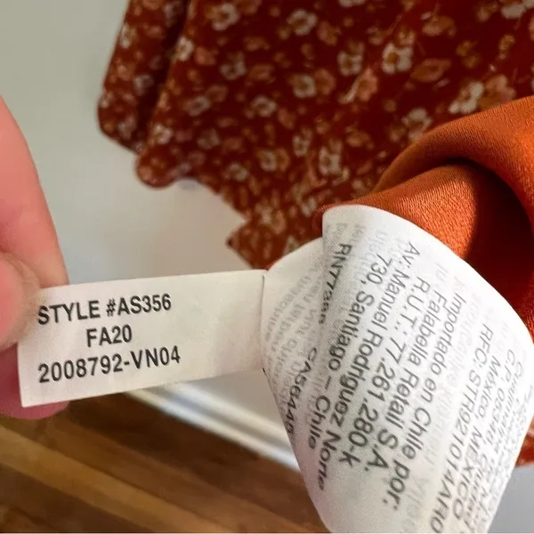 J. Crew Factory Women's Smocked Shirt Orange Floral‎ Long Sleeve Mock Neck AS356 - Image 11