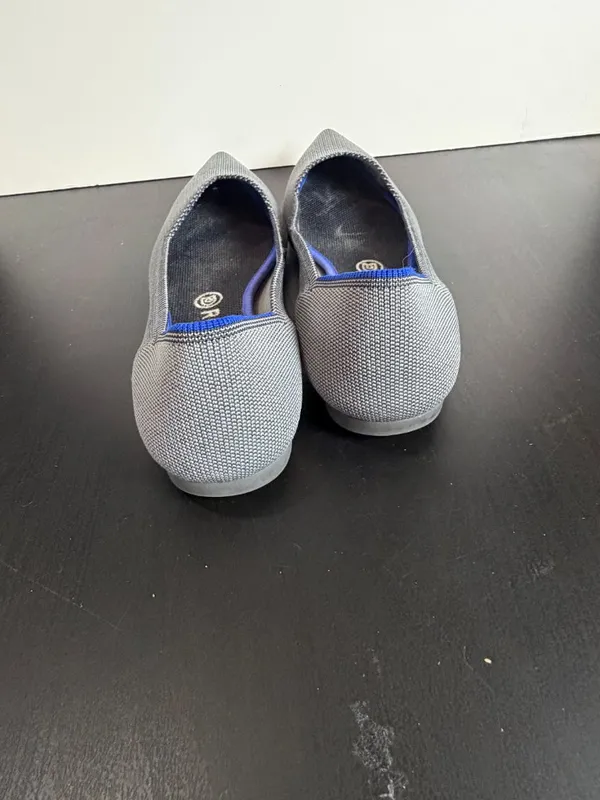 Rothy's The Point flats in grey birdseye knit pattern with blue details Size 10 - Image 3