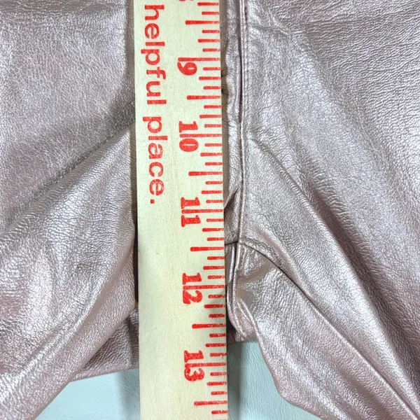 Forever 21 Metallic Pink Faux Leather Wide Leg Pants High Rise Slit Hem Large - Image 9