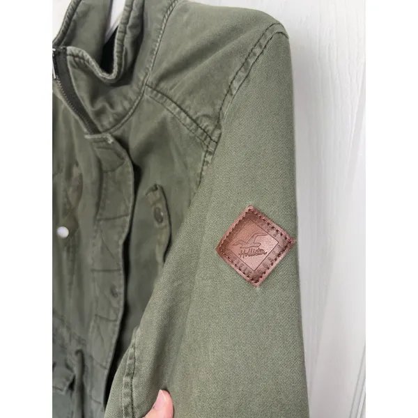 Y2K Hollister Green Military Utility Jacket L Indie Sleaze Arm Patch - Image 5