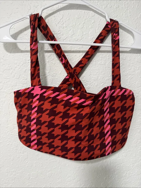 NWOT Offline by Aerie Red & Pink Patterned Crop Bralette Size XL - Image 6