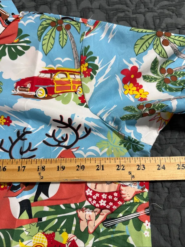 SSLR women's collection button down surfing santa tropical reindeer boats water - Image 14