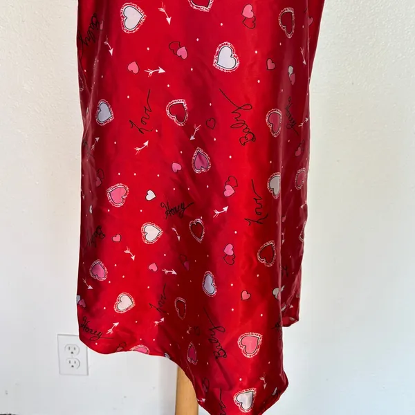 Vintage 90s Y2K Valentine Red Satin Nightgown - Image 4