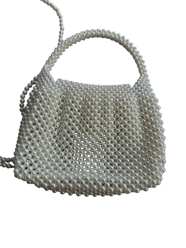 PEARL Beaded Mini Crossbody Bag w/ Detachable Chain - Image 5