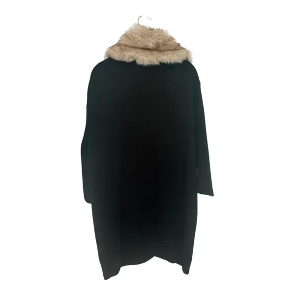 Zara Black Oversized Coat Faux Fur Collar Wool Blend Winter Coat Women M - Image 2