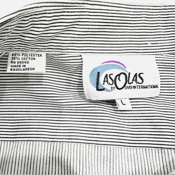 Vintage Las Olas Nautical Embroidered & Embellished Button Down Striped Shirt - Image 6