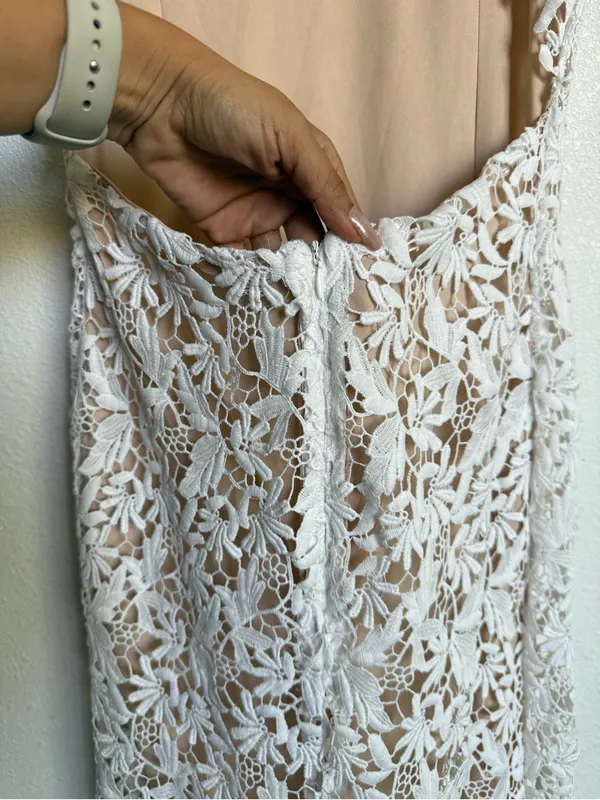 NSR White Floral Lace Midi Dress Open Back Bridal Wedding Cocktail NWT Style - Image 8