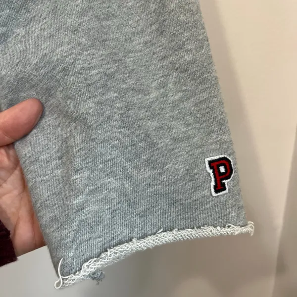 PINK Victoria's Secret Gray Cropped Sweatshirt Small Drawstring Hem Logo‎ - Image 5