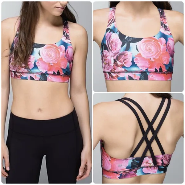 Lululemon Energy Bra Secret Garden Floral Strappy Sports Bra Yoga Pilates Size 6 - Image 2