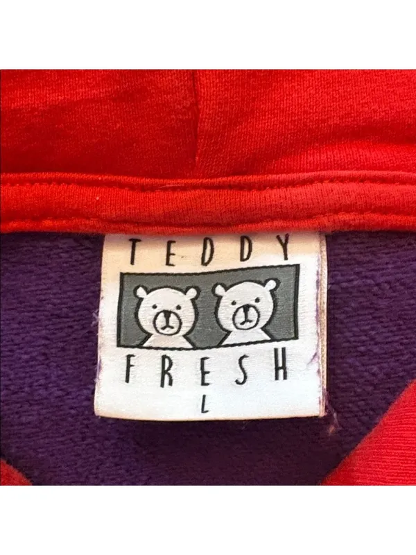 Teddy Fresh Color Block‎ Hoodie Purple, Red, Pink, Green Size Large EUC - Image 5