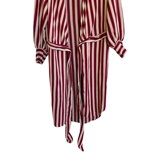 Zara Woman Burgundy Cream Striped Longline Wrap‎ Tunic Top XS - Image 12