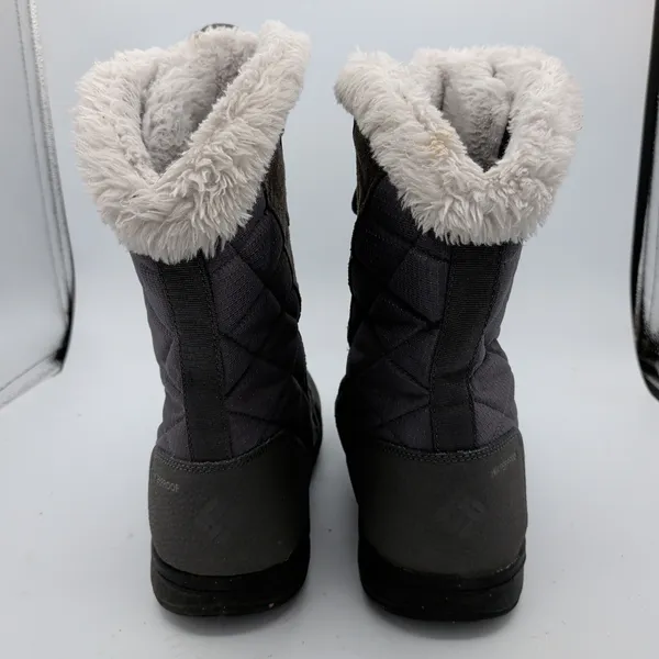 Columbia Minx Mid III Waterproof Winter Boots Grey Faux Fur Women 10.5 Wide - Image 5