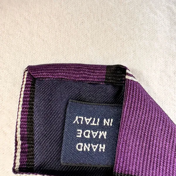 Polo By Ralph Lauren Men's Silk Tie Purple Striped Classic Handmade Necktie - Image 10