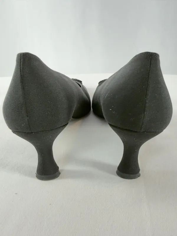 Vintage Stuart Weitzman Pointed Toe Kitten Heels with‎ Embellished Buckle Black - Image 8
