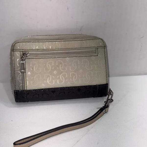 Y2K GUESS‎ Monogram Preppy Designer Faux Leather Zip-Around Wallet Wristlet - Image 12