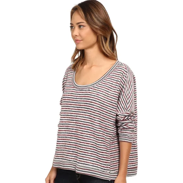 Free People Little Ann Blue Red Striped Dolman Sleeve Sweater Top Size XS - Image 2