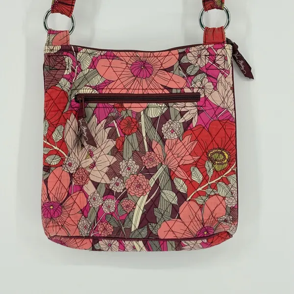 Vera Bradley Bohemian Blooms Floral Quilted Cotton Crossbody‎ Bag Pink Plum - Image 6