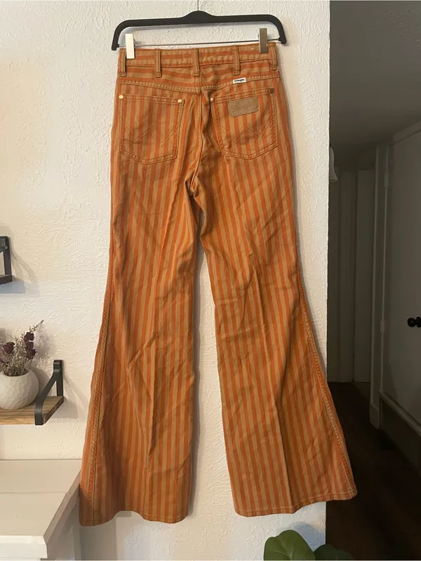 Wrangler Wanderer 622 High Rise Flare Jeans Orange Striped Size 25 - Image 4