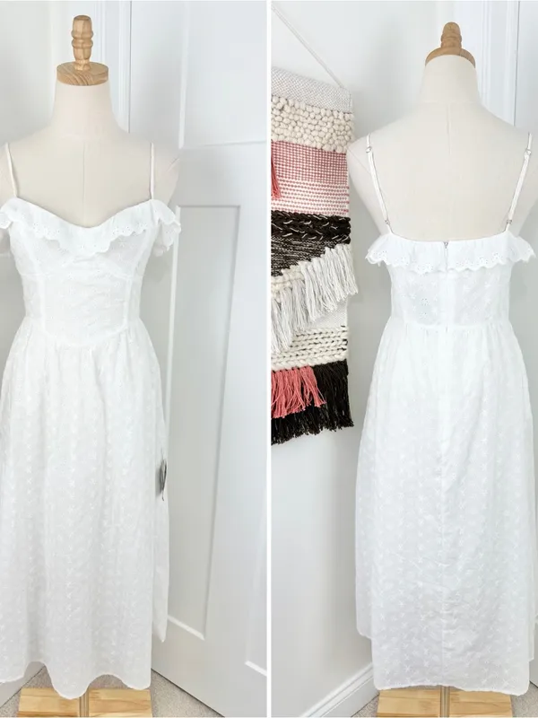 Lulus Lovely Weather Eyelet Bustier Dress White Sz L NWT - Image 4