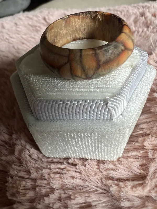 Retro Totem Pattern Ethnic Wooden Neutral Ring Size 8 Multiple - Image 2