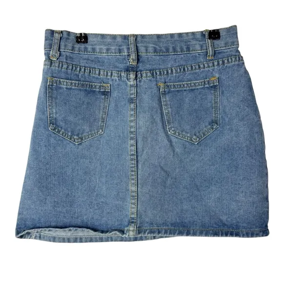 Boutique Light Blue‎ Denim Wash A-Line Mini Skirt M - Image 2