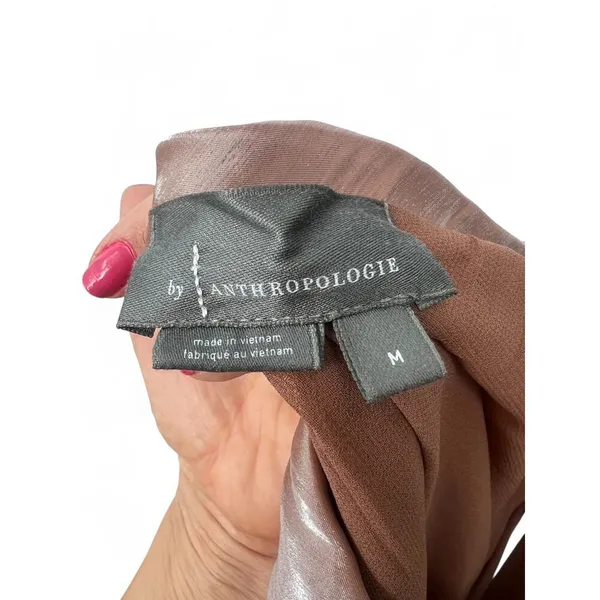 Anthropologie M WomenThe Elyse Slip Skirt Pensil Iridescent Pink Metallic Midi - Image 4