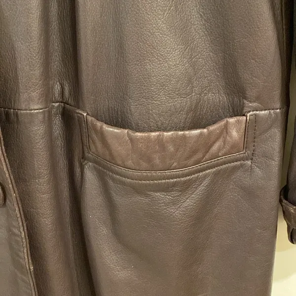Jacqueline Ferrar VTG Sz Small Chocolate Brown Leather Trench Coat - Image 3